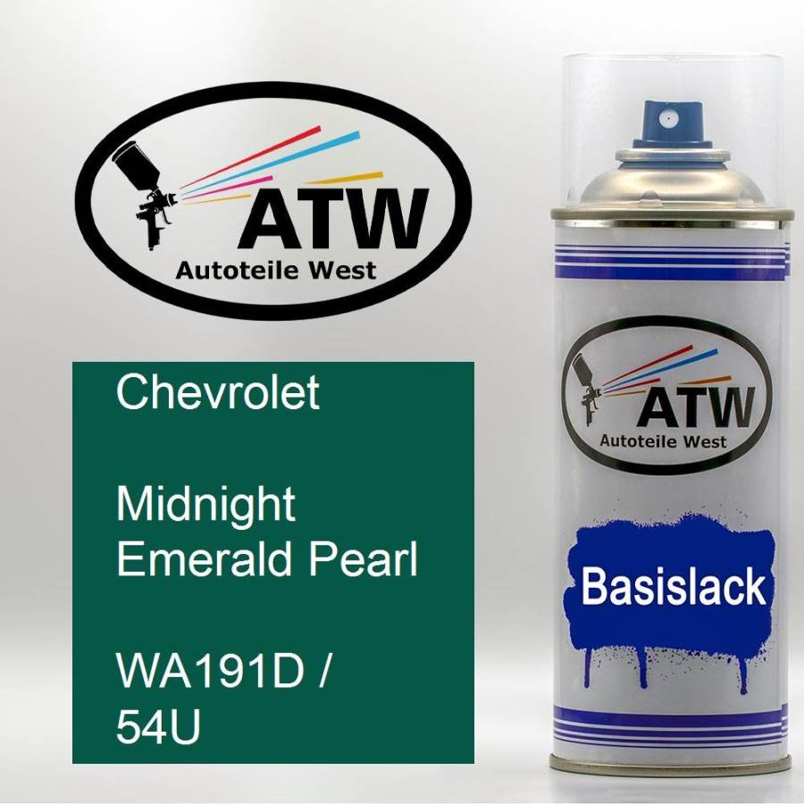 Chevrolet, Midnight Emerald Pearl, WA191D / 54U: 400ml Sprühdose, von ATW Autoteile West.
